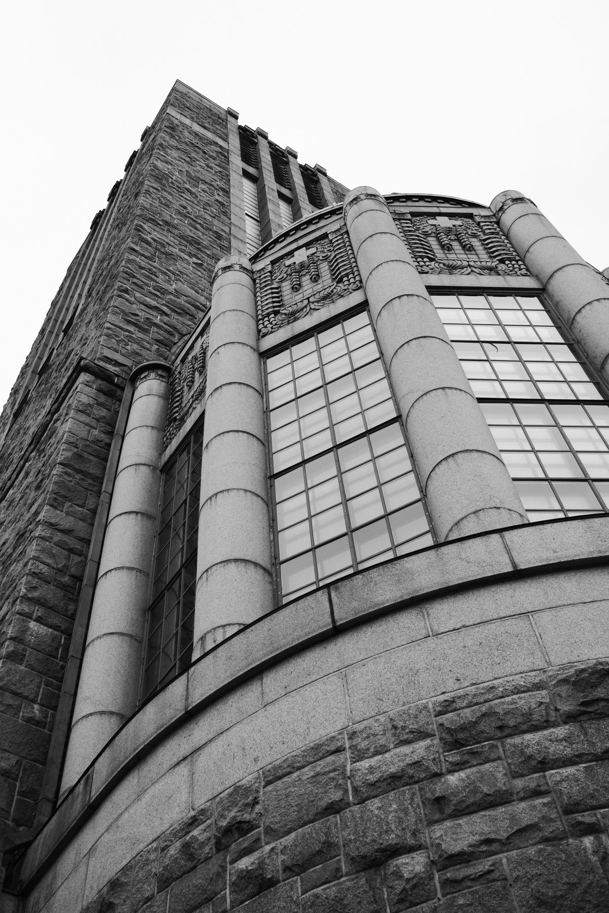 Stone tower seen from below